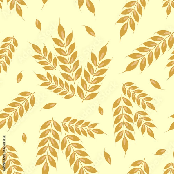Fototapeta Ears of wheat seamless pattern; whole grain, organic, design for bakery package, bread products, web design.