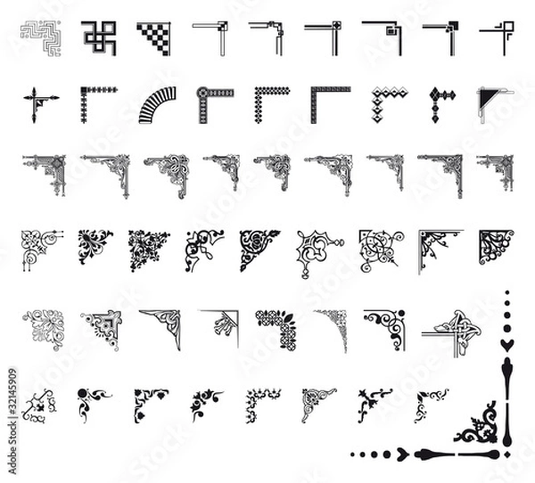 Obraz narożniki graniczne i dekoracje
