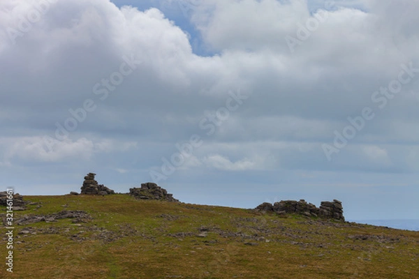 Obraz View of rock formations on Great Staple Tor,Dartmoor National Park, Devon, UK