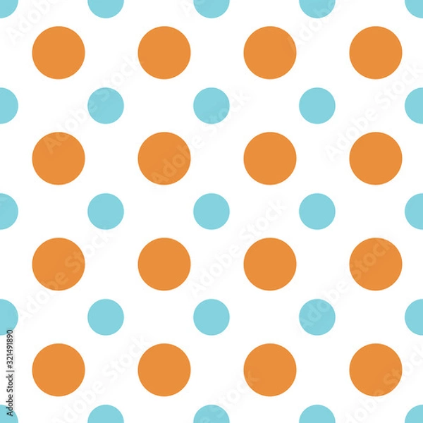 Fototapeta A simple retro colored repeating circle seamless pattern background.