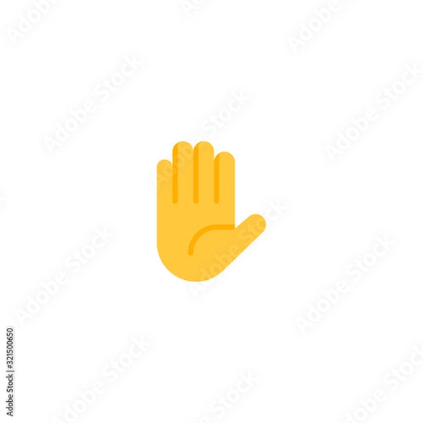 Fototapeta Raised Hand vector flat icon. Isolated hello, hi, bye hand emoji illustration 