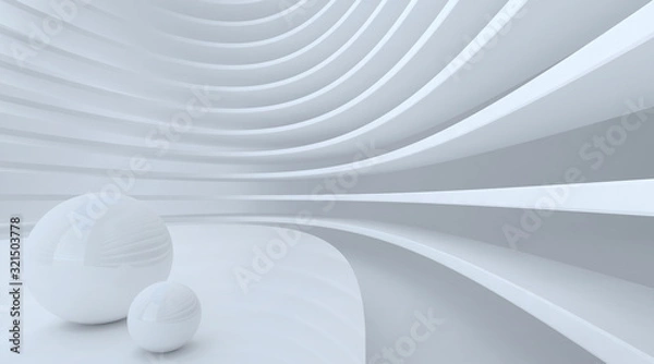 Fototapeta Abstract Architecture Background. White Circular Building. 3d Rendering