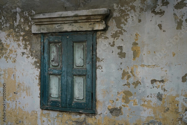 Obraz Vintage green window of old wall in Thailand.
