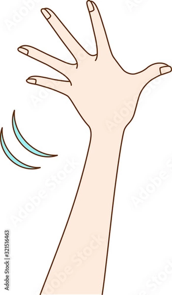 Obraz 手を上に伸ばす女性の手元