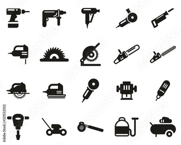 Obraz Power Tools Icons Black & White Set Big