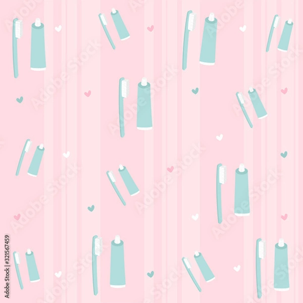 Fototapeta Toothbrush Pattern - Cute vector illustration!
