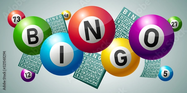 Obraz Bingo Balls z kartami Bingo