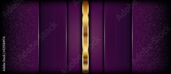 Fototapeta Luxurious abstract dark purple background with golden glitter