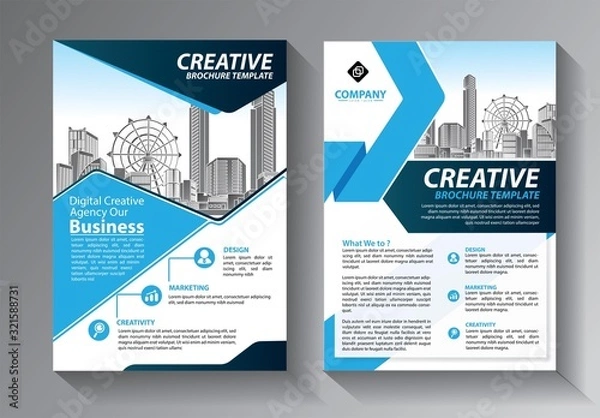 Obraz Business abstract vector template. Brochure design, cover modern layout, annual report, poster, flyer in A4 with colorful triangles, geometric shapes for tech, science, market with light background