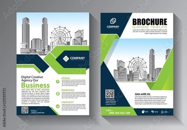 Fototapeta Business abstract vector template. Brochure design, cover modern layout, annual report, poster, flyer in A4 with colorful triangles, geometric shapes for tech, science, market with light background