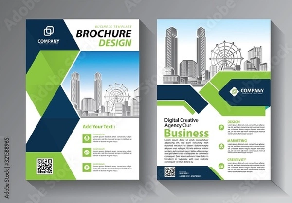 Obraz Business abstract vector template. Brochure design, cover modern layout, annual report, poster, flyer in A4 with colorful triangles, geometric shapes for tech, science, market with light background