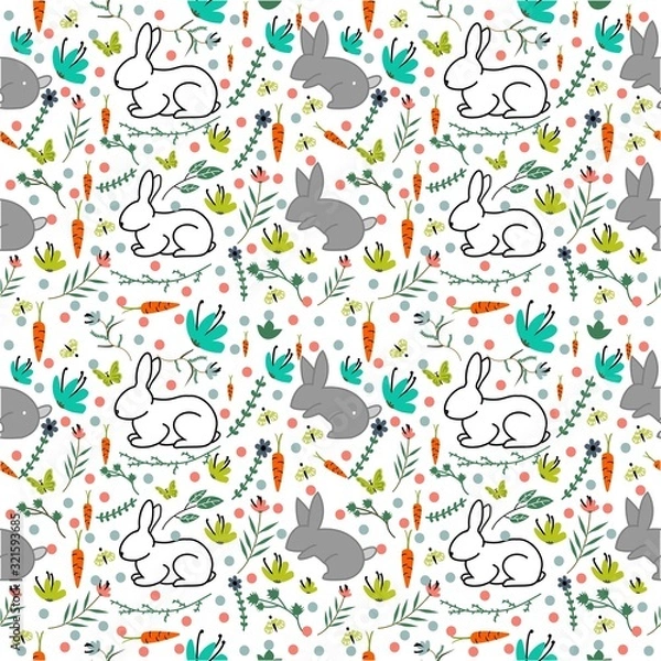 Obraz seamless pattern with animal rabbit