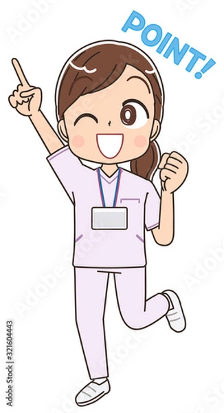 Fototapeta 看護師 白衣 女 イラスト ナース マンガ 医療 かわいい