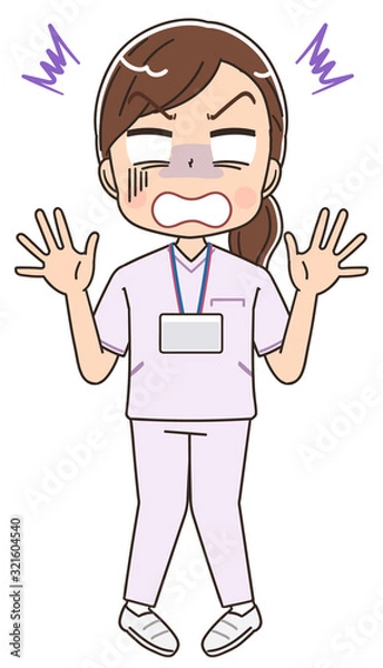 Fototapeta 看護師 白衣 女 イラスト ナース マンガ 医療 かわいい