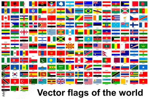 Fototapeta Collection of flags of countries around the world. Icons for websites. Complete collection. Vector graphics.