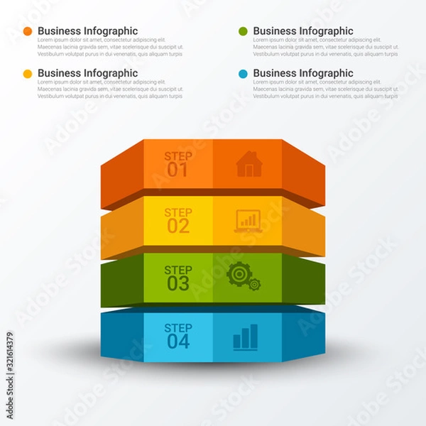 Fototapeta Vector Infographic label design template with icons and options or steps. Can be used for process diagram, presentations, workflow layout, banner, flow chart, info graph.