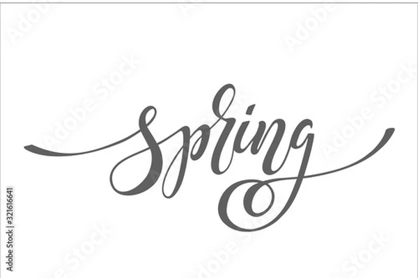 Obraz The inscription Spring. Modern brush calligraphy. Hand drawn design elements. Logos and emblems. prints and posters. Vector illustration.