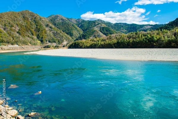 Fototapeta 仁淀川と沈下橋
