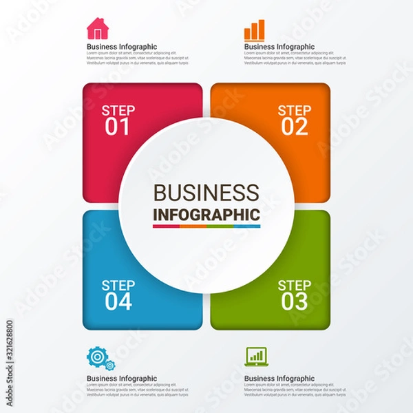 Fototapeta Business data visualization. Process chart. Abstract elements of graph, diagram with steps, options, parts or processes. Vector business template for presentation. Creative concept for infographic.