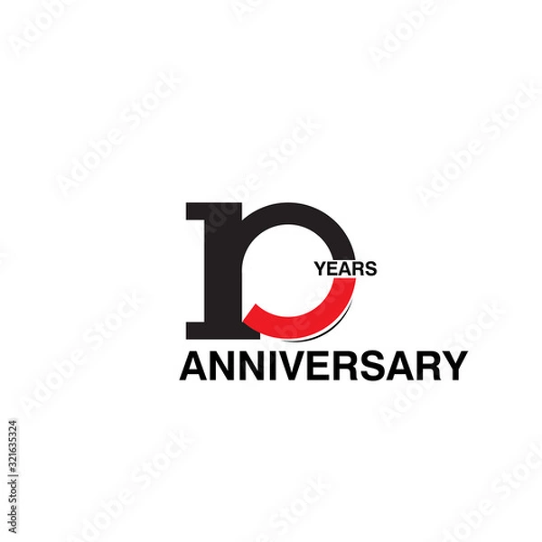Fototapeta 10 Years Anniversary Celebration Black and Red Vector Template Design Illustration