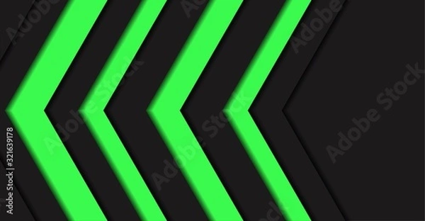 Fototapeta abstract green light arrow direction black blank space background