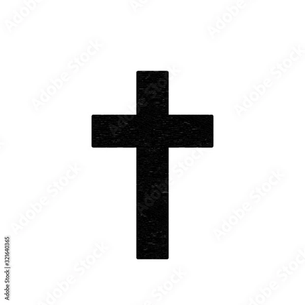 Fototapeta Christian religion symbol object isolated for web. Wooden cross icon on white.