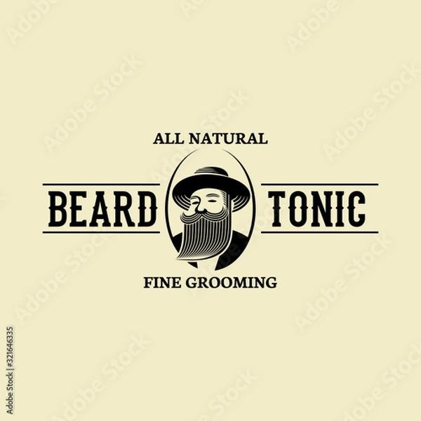 Obraz Vintage Beard Tonic Logo. woth a man wearing a hat. 
