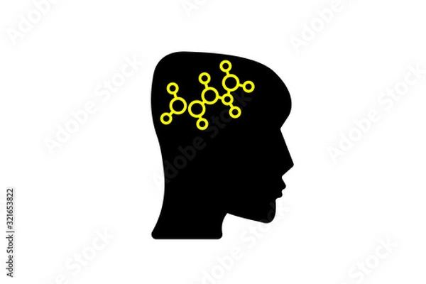 Fototapeta Brain creative idea Brain in light-bulb vector illustration Thin sign of innovation, solution, education icon.