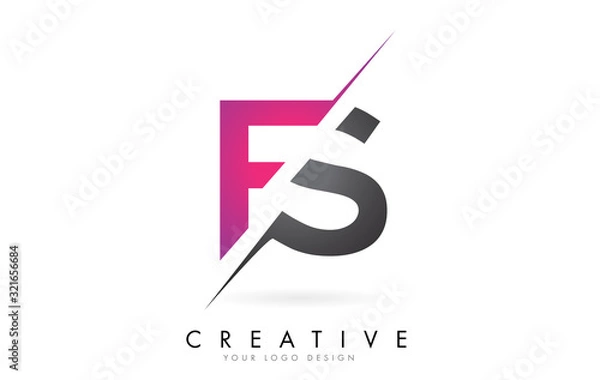 Fototapeta FS F S Letter Logo with Colorblock Design and Creative Cut.
