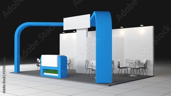 Fototapeta blue stand or booth in a tradeshow
