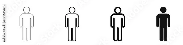 Fototapeta People. Set of vector icon icons of different thicknesses. Isolated on a white background.