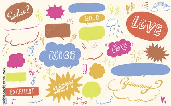 Obraz 手描きペン風吹き出しセット（カラフル）