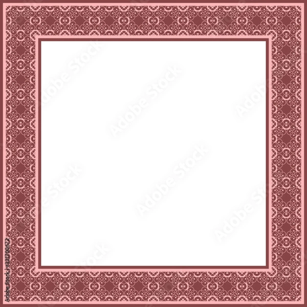 Fototapeta Vector square openwork ornamental frame. Template for design greeting cards, page book, interior decoration or printing