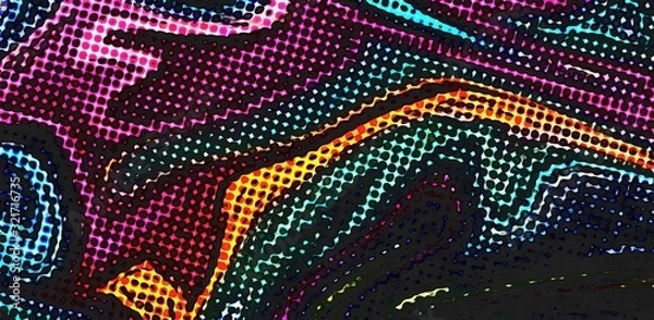 Fototapeta Abstract swirl background. Liquid paint texture in expressionism style. Comic dots effect. Retro comics cartoon design. 