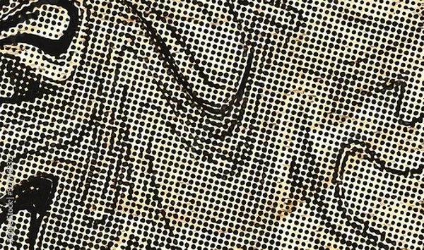 Fototapeta Abstract swirl background. Liquid paint texture in expressionism style. Comic dots effect. Retro comics cartoon design. 