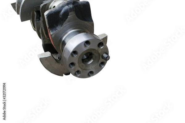 Obraz The crankshaft of the engine of the truck on an isolated white background.