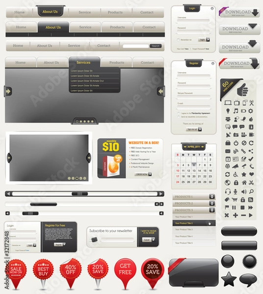 Obraz Wektor elementów projektu sieci Web