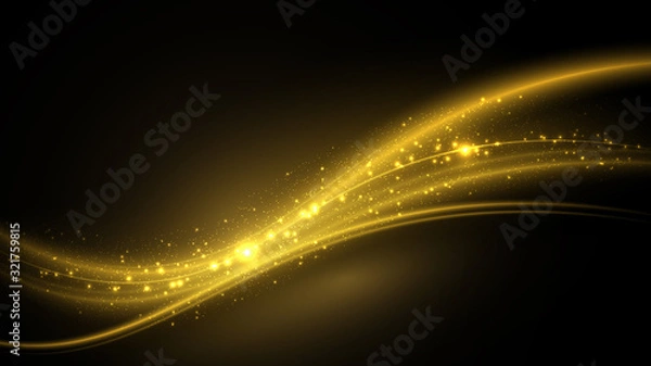 Obraz golden neon glowing waves