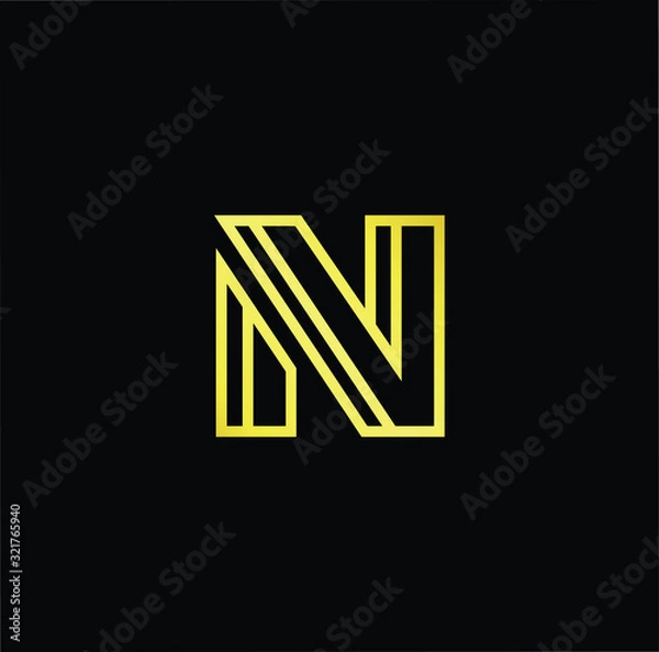 Fototapeta Outstanding professional elegant trendy awesome artistic black and gold color N NN NV VN initial based Alphabet icon logo.