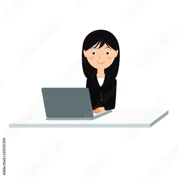 Fototapeta ノートパソコンを操作する女性会社員