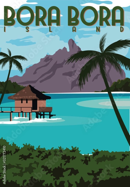 Obraz Bora Bora Island Vector Illustration Background