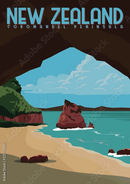Obraz Coromandel Peninsula Vector Illustration
