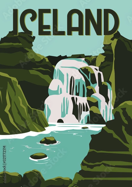 Fototapeta Iceland Vector Illustration Background