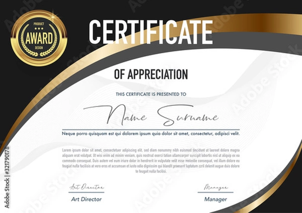 Fototapeta Certificate template luxury and diploma style,vector illustration.