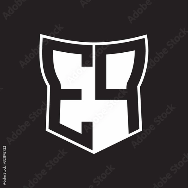 Fototapeta EP Logo monogram with negative space abstract shield shape design template on black background