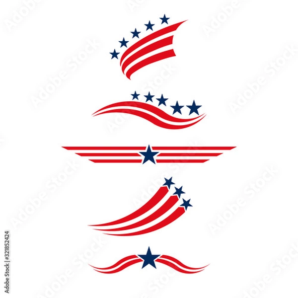 Obraz Usa icon set in red and blue. stars and stripes