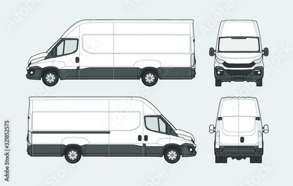 Fototapeta vector illustration of a cargo van