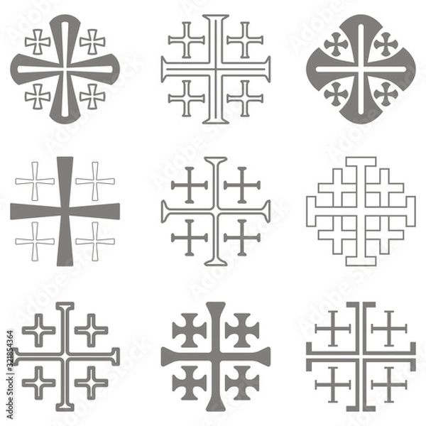 Fototapeta vector set with Jerusalem cross