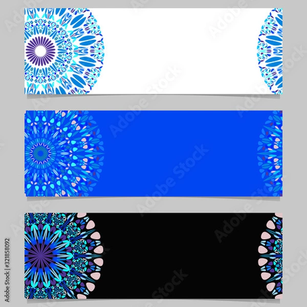 Fototapeta Geometrical flower mandala banner set - colorful abstract vector graphic designs with round geometry