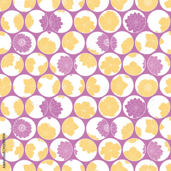 Fototapeta vector purple circle geometry seamless pattern with floral background